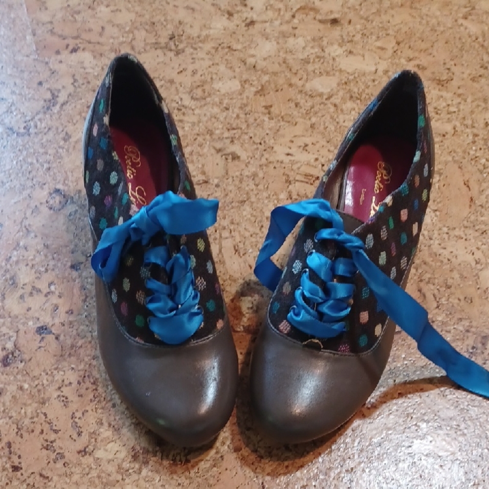 Poetic License Eye Games Coffeebean Oxford Tie Heels Size 8